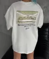 Unisex Baskılı Oversize Thirt  Beyaz