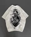 Unisex Baskılı Oversize Thirt  Beyaz
