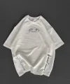 Unisex Baskılı Oversize Thirt  Beyaz