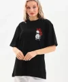 Unisex Baskılı Oversize TShirt  Siyah