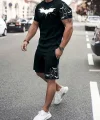 Unisex Baskılı Şortlu Takım - Siyah