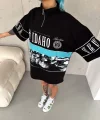 Unisex Baskılı Yarım Fermuarlı Thirt  iyah