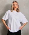 Unisex Bisiklet Yaka 20/1 Düz Oversize Thirt  Beyaz