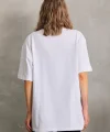 Unisex Bisiklet Yaka 20/1 Düz Oversize Thirt  Beyaz