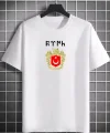 Unisex Bisiklet Yaka Baskılı Oversize T-Shirt - Beyaz