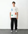 Unisex Bisiklet Yaka Baskılı Oversize T-Shirt - Beyaz
