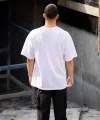 Unisex Bisiklet Yaka Baskılı Oversize T-Shirt - Beyaz