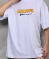 Unisex Bisiklet Yaka Baskılı Oversize T-Shirt - Beyaz