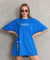 Unisex Bisiklet Yaka Baskılı Oversize Thirt  avi