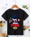 Unisex Bisiklet Yaka Kısa Kol Baskılı Çocuk T-Shirt - Siyah