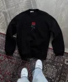 Unisex Bisiklet Yaka Ön Ve Arka Baskılı SweatShirt - Siyah
