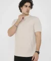 Unisex Bisiklet Yaka Slim Fit T-Shirt- Bej