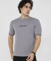 Unisex Bisiklet Yaka Slim Fit T-Shirt- Gri
