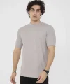 Unisex Bisiklet Yaka Slim Fit T-Shirt- Taş