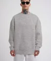 Unisex Biskilet Yaka Üç İplik SweatShirt - Gri