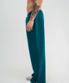 Unisex Boru Paça Baggy Eşofman Pantalon - Koyu Deniz Yeşili