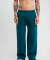 Unisex Boru Paça Baggy Eşofman Pantalon - Koyu Deniz Yeşili