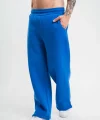 Unisex Boru Paça Baggy Eşofman Pantalon - Mavi