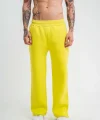 Unisex Boru Paça Baggy Eşofman Pantalon - Sari