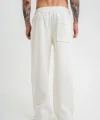 Unisex Boru Paça Baggy Eşofman Pantolon - Beyaz