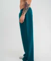 Unisex Boru Paça Baggy Eşofman Pantolon - Koyu Deniz Yeşili