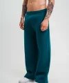 Unisex Boru Paça Baggy Eşofman Pantolon - Koyu Deniz Yeşili