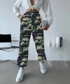 Unisex Ceplı Paraşut Kamuflaj Pantolon - Askeri