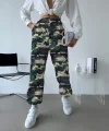 Unisex Ceplı Paraşut Kamuflaj Pantolon - Askeri