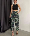 Unisex Ceplı Paraşut Kamuflaj Pantolon - Askeri
