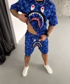 Unisex Dijital Baskılı Şortlu Takım - Mavi