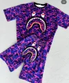 Unisex Dijital Baskılı Şortlu Takım - Mor
