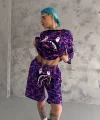 Unisex Dijital Baskılı Şortlu Takım - Mor
