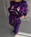 Unisex Dijital Baskılı Şortlu Takım - Mor