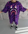 Unisex Dijital Baskılı Şortlu Takım - Mor