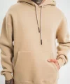 Unisex Double Oversize Kapşonlu Basic SweatShirt - Bej