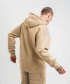 Unisex Double Oversize Kapşonlu Basic SweatShirt - Bej