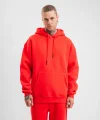 Unisex Double Oversize Kapşonlu Basic SweatShirt - Kırmızı