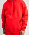 Unisex Double Oversize Kapşonlu Basic SweatShirt - Kırmızı