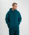 Unisex Double Oversize Kapşonlu Basic SweatShirt - Koyu Deniz Yeşili