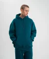 Unisex Double Oversize Kapşonlu Basic SweatShirt - Koyu Deniz Yeşili