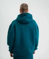 Unisex Double Oversize Kapşonlu Basic SweatShirt - Koyu Deniz Yeşili