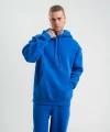 Unisex Double Oversize Kapşonlu Basic SweatShirt - Mavi