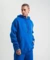 Unisex Double Oversize Kapşonlu Basic SweatShirt - Mavi