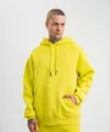 Unisex Double Oversize Kapşonlu Basic SweatShirt - Sarı
