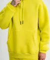Unisex Double Oversize Kapşonlu Basic SweatShirt - Sarı