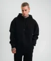 Unisex Double Oversize Kapşonlu Basic SweatShirt - Siyah