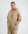 Unisex Double Oversize Kapşonlu Yıkamalı SweatShirt - Bej
