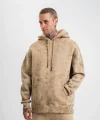 Unisex Double Oversize Kapşonlu Yıkamalı SweatShirt - Bej