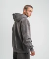 Unisex Double Oversize Kapşonlu Yıkamalı SweatShirt - Füme