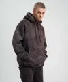 Unisex Double Oversize Kapşonlu Yıkamalı SweatShirt - Kahve